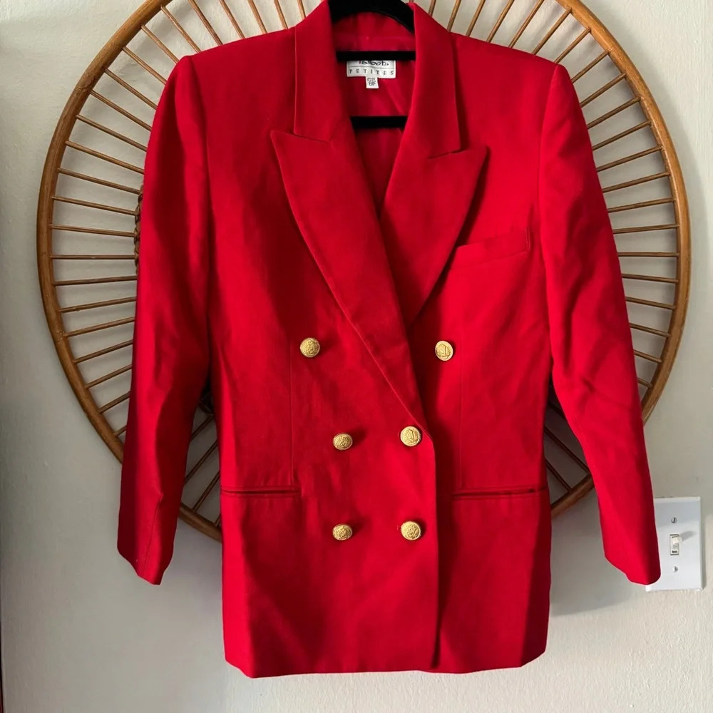 Vintage Talbot's double breasted red wool blazer gold buttons size 8P